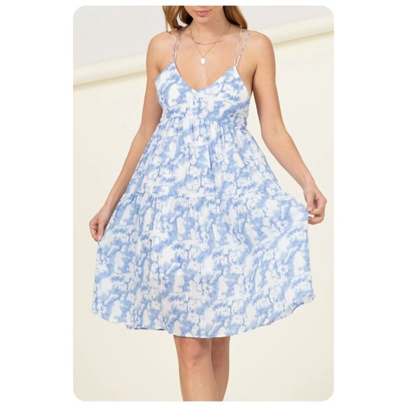 Hyfve Blue Clouds Strappy Dress sz S - Picture 3 of 9